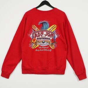 Vintage Ron Jon Surf Shop Sweatshirt M Red Y2K long beach island NJ